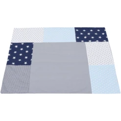 Ullenboom Patchwork Wickelauflagen-Bezug Blau Hellblau Grau 75x85 Cm